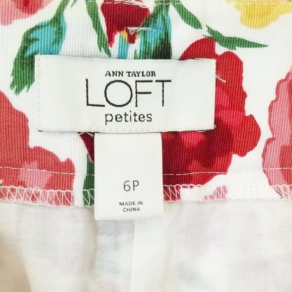 Ann Taylor Loft Floral Lined Cotton Skirt sz 6 Petite - Picture 4 of 11